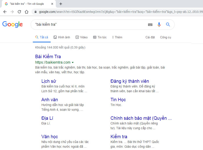 google bai kiem tra