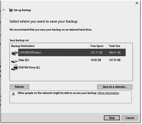 set up backup
