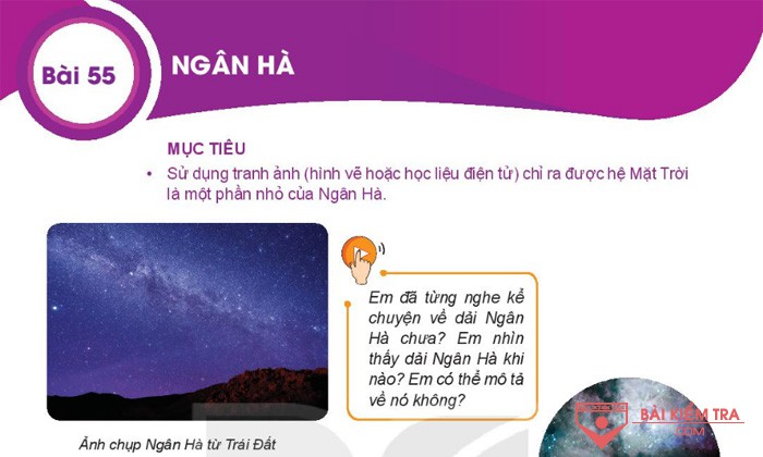 Giải bài tập Khoa học tự nhiên 6, Bài 55: Ngân hà
