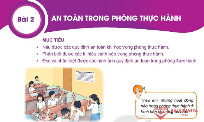 Giải bài tập Khoa học tự nhiên 6, Bài 2: An toàn trong phòng thực hành