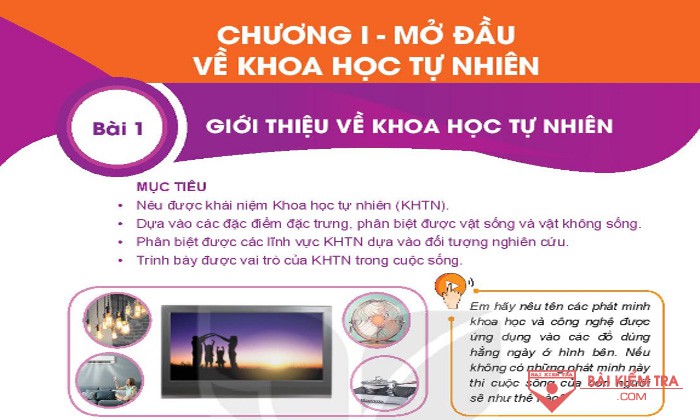 Giải bài tập Khoa học tự nhiên 6, Bài 1: Giới thiệu về khoa học tự nhiên