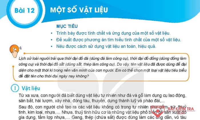 Giải bài tập Khoa học tự nhiên 6, Bài 12: MỘT SỐ VẬT LIỆU
