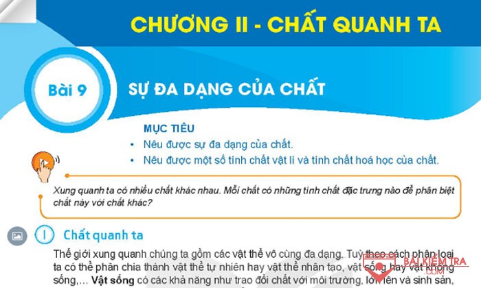 Giải bài tập Khoa học tự nhiên 6, Bài 9: SỰ ĐA DẠNG CỦA CHẤT