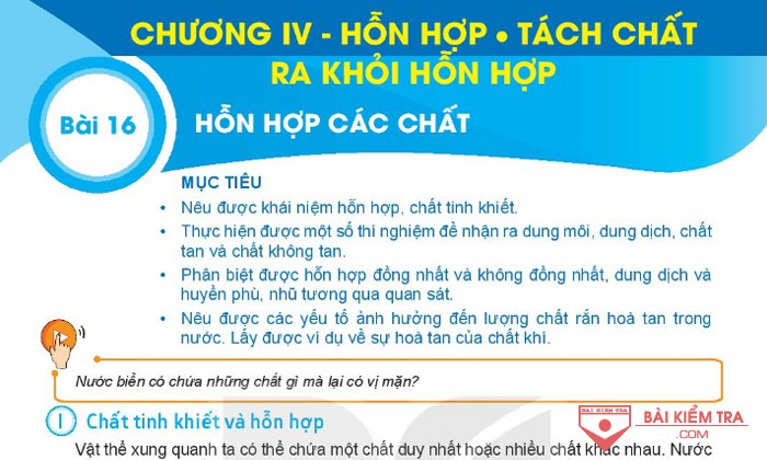Giải bài tập Khoa học tự nhiên 6, BÀI 16: HỖN HỢP CÁC CHẤT
