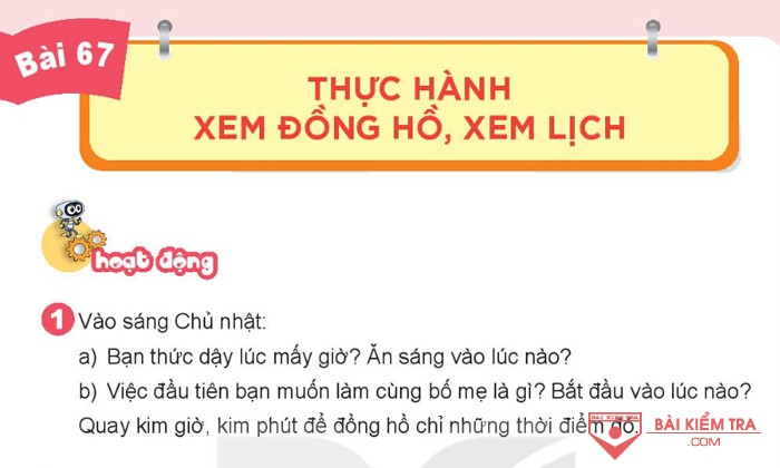 Giải Toán 3, Kết nối tri thức, Bài 67: Thực hành: Xem đồng hồ, xem lịch
