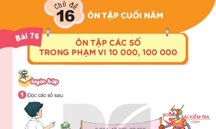 Giải Toán 3, Kết nối tri thức, Bài 76: Ôn tập các số trong phạm vi 10000 100000